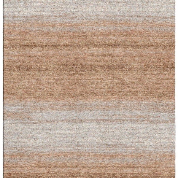 HomeRoots 8' X 10' Washable Copper & Beige Striped Area Rug - UV Protected, Stylish & Durable for Any Space 681099