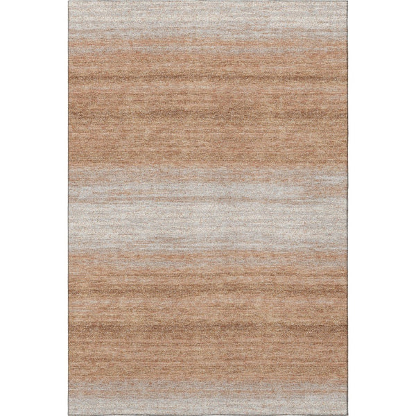 HomeRoots 8' X 10' Washable Copper & Beige Striped Area Rug - UV Protected, Stylish & Durable for Any Space 681099