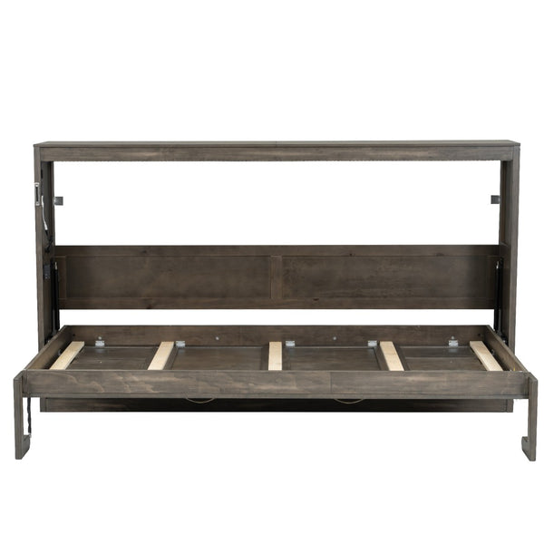 English Elm Twin Size Murphy Bed With Integrated Led Light - Space-Saving Foldable Cabinet For Stylish Living N7090004013D-GIGA