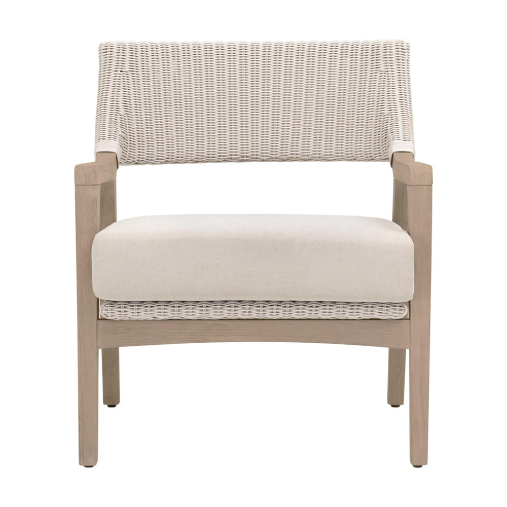 Essentials for Living Lucia Outdoor Teak and Wicker Club Chair with Olefin Cushion for Coastal Patios 6811.PW/STO/W-ET