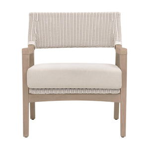 Essentials for Living Lucia Outdoor Teak and Wicker Club Chair with Olefin Cushion for Coastal Patios 6811.PW/STO/W-ET