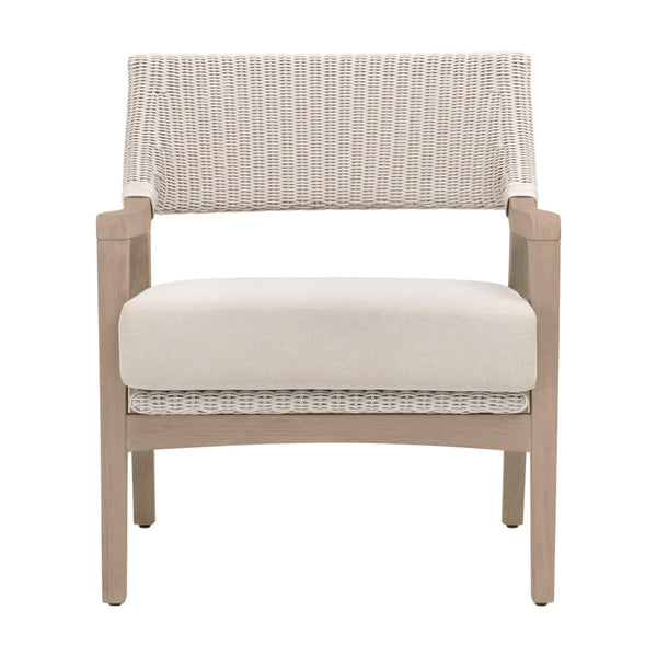 Essentials for Living Lucia Outdoor Teak and Wicker Club Chair with Olefin Cushion for Coastal Patios 6811.PW/STO/W-ET