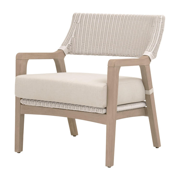 Essentials for Living Lucia Outdoor Teak and Wicker Club Chair with Olefin Cushion for Coastal Patios 6811.PW/STO/W-ET