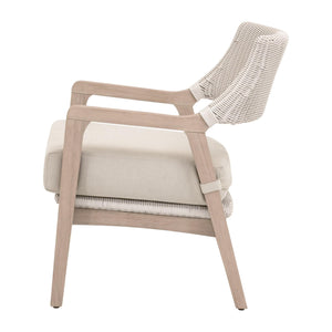 Essentials for Living Lucia Outdoor Teak and Wicker Club Chair with Olefin Cushion for Coastal Patios 6811.PW/STO/W-ET