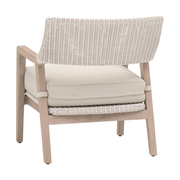 Essentials for Living Lucia Outdoor Teak and Wicker Club Chair with Olefin Cushion for Coastal Patios 6811.PW/STO/W-ET