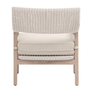Essentials for Living Lucia Outdoor Teak and Wicker Club Chair with Olefin Cushion for Coastal Patios 6811.PW/STO/W-ET