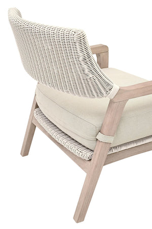 Essentials for Living Lucia Outdoor Teak and Wicker Club Chair with Olefin Cushion for Coastal Patios 6811.PW/STO/W-ET