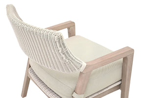 Essentials for Living Lucia Outdoor Teak and Wicker Club Chair with Olefin Cushion for Coastal Patios 6811.PW/STO/W-ET