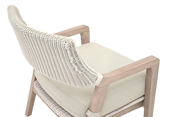 Essentials for Living Lucia Outdoor Teak and Wicker Club Chair with Olefin Cushion for Coastal Patios 6811.PW/STO/W-ET