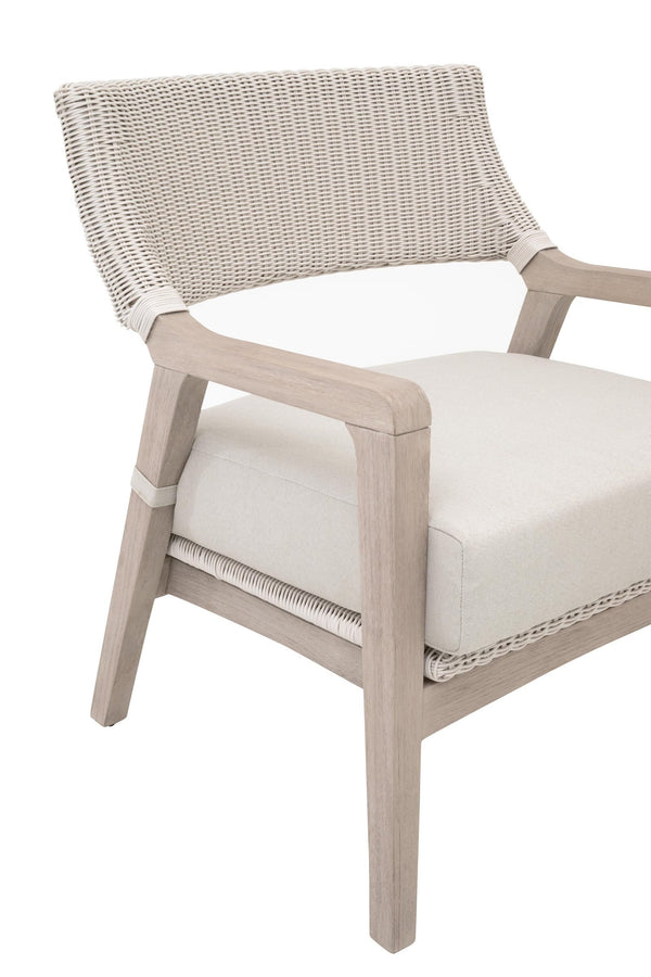 Essentials for Living Lucia Outdoor Teak and Wicker Club Chair with Olefin Cushion for Coastal Patios 6811.PW/STO/W-ET