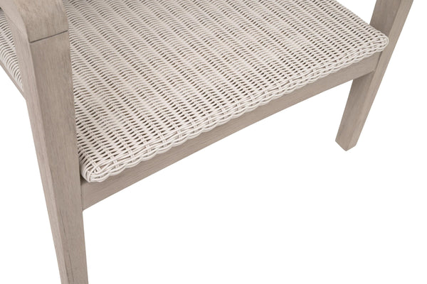Essentials for Living Lucia Outdoor Teak and Wicker Club Chair with Olefin Cushion for Coastal Patios 6811.PW/STO/W-ET