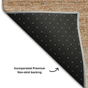 HomeRoots 9' X 12' Copper & Beige Striped Washable Area Rug - Stain-Resistant, UV-Protected, Durable Design 681100