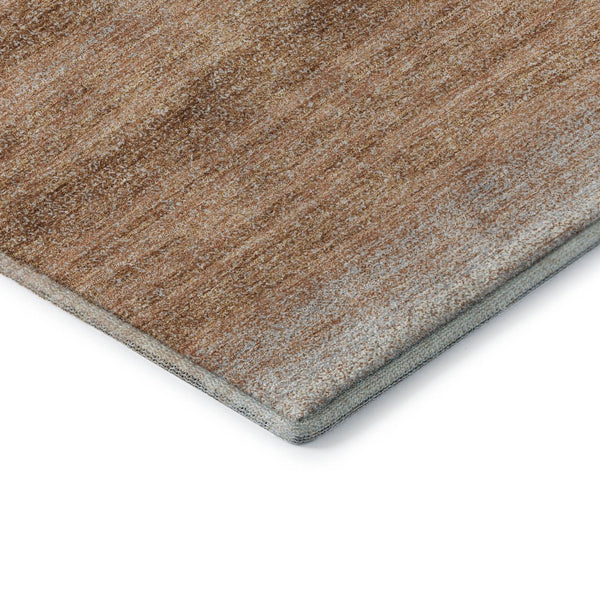 HomeRoots 9' X 12' Copper & Beige Striped Washable Area Rug - Stain-Resistant, UV-Protected, Durable Design 681100