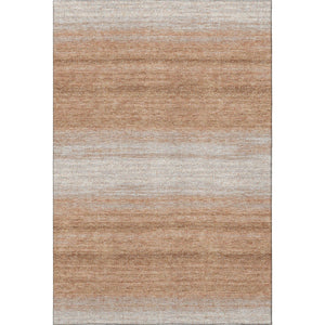 HomeRoots 9' X 12' Copper & Beige Striped Washable Area Rug - Stain-Resistant, UV-Protected, Durable Design 681100