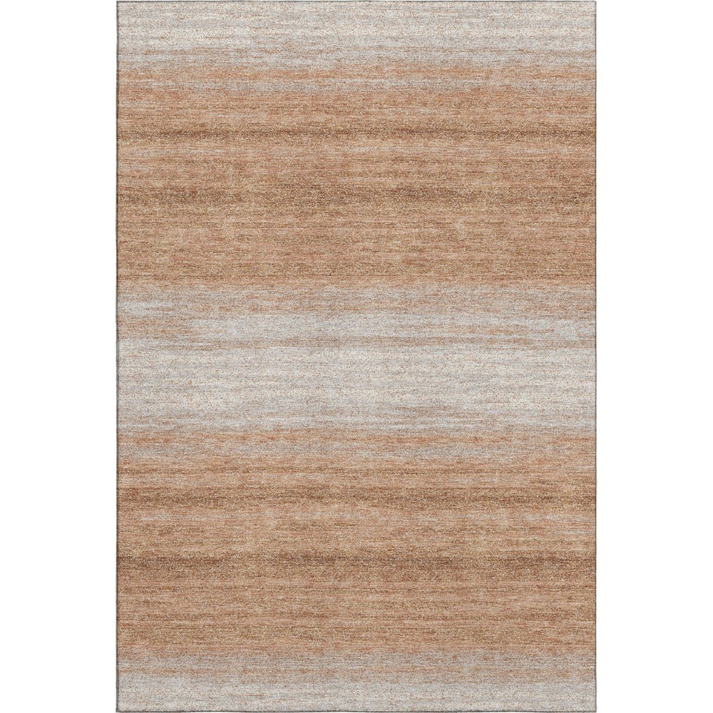 HomeRoots 10' Copper and Beige Striped Washable Area Rug - Durable, Stain-Resistant, UV Protected Style! 681101
