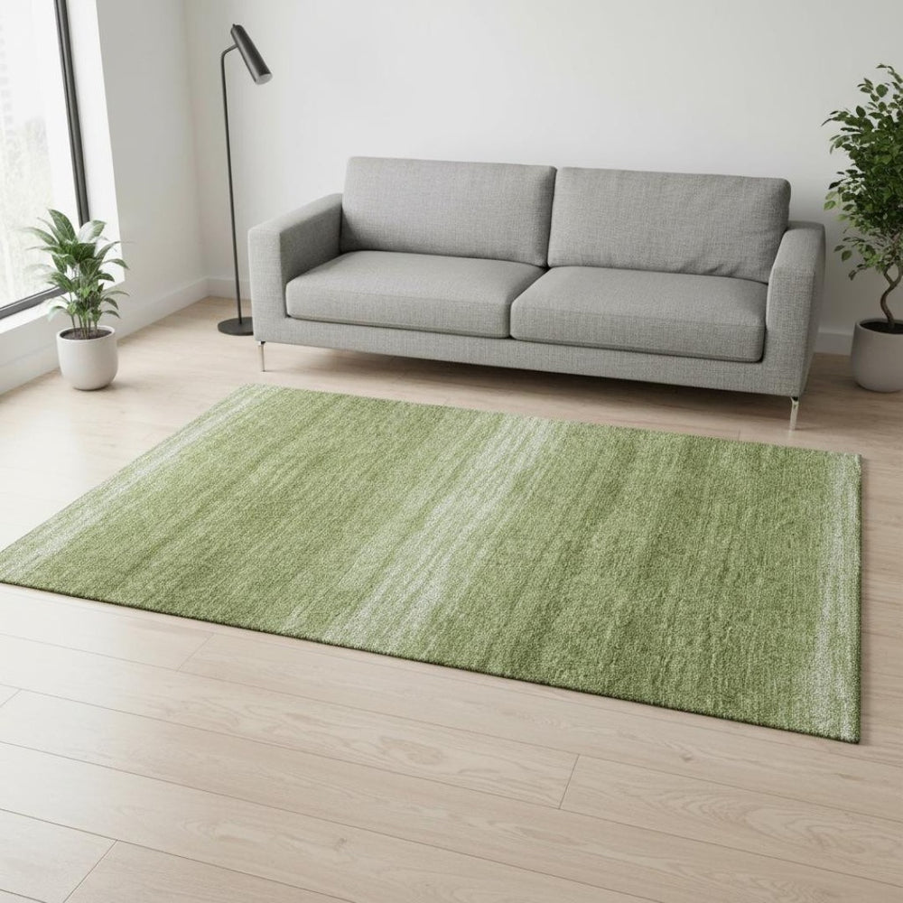 HomeRoots 5' X 8' Green And Ivory Striped Area Rug – Durable, Stain Resistant, Washable, UV Protected Design 681103