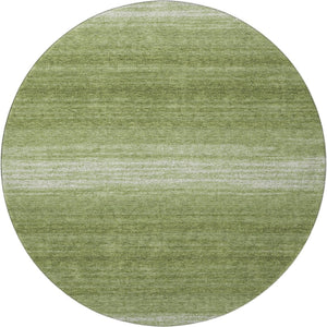 HomeRoots 8' Green and Ivory Striped Washable Round Rug with UV Protection – Durable, Stylish for Busy Homes 681104