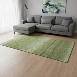 HomeRoots 10' X 14' Green And Ivory Striped Washable Area Rug – Durable, UV-Protected Design for High-Traffic Spaces 681107