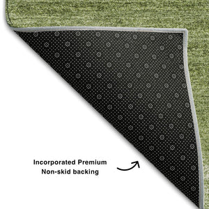 HomeRoots 10' X 14' Green And Ivory Striped Washable Area Rug – Durable, UV-Protected Design for High-Traffic Spaces 681107