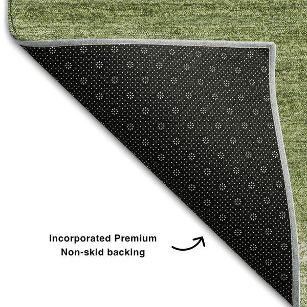 HomeRoots 10' X 14' Green And Ivory Striped Washable Area Rug – Durable, UV-Protected Design for High-Traffic Spaces 681107