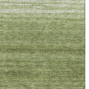 HomeRoots 10' X 14' Green And Ivory Striped Washable Area Rug – Durable, UV-Protected Design for High-Traffic Spaces 681107
