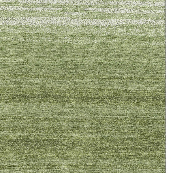 HomeRoots 10' X 14' Green And Ivory Striped Washable Area Rug – Durable, UV-Protected Design for High-Traffic Spaces 681107
