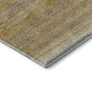 HomeRoots 5' X 8' Washable Striped Area Rug in Gold, Taupe & Ivory – UV Protected, Soft & Stain Resistant! 681109