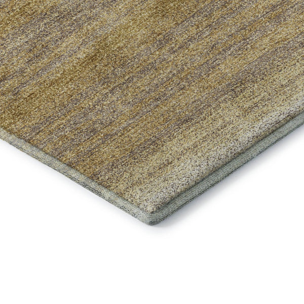 HomeRoots 5' X 8' Washable Striped Area Rug in Gold, Taupe & Ivory – UV Protected, Soft & Stain Resistant! 681109