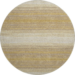 HomeRoots 8' Gold Taupe and Ivory Striped Round Rug - Washable, UV Protected, Stylish for Busy Homes 681110