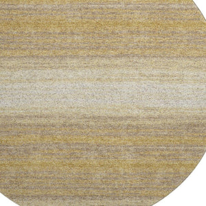 HomeRoots 8' Gold Taupe and Ivory Striped Round Rug - Washable, UV Protected, Stylish for Busy Homes 681110