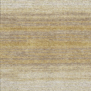 HomeRoots 8' X 10' Gold Taupe Ivory Striped Area Rug – Stylish, Durable, Washable with UV Protection for Homes 681111