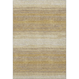 HomeRoots 9' X 12' Gold Taupe Ivory Striped Area Rug - Washable, UV Protected, Durable for Busy Homes 681112