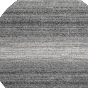 HomeRoots 8' Gray and Silver Striped Washable Round Rug - Durable, Stylish, UV-Protected for High-Traffic Areas 681116