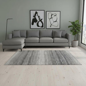 HomeRoots 8' X 10' Gray and Silver Striped Area Rug - Durable, Washable, UV Protected for Home & Outdoor Use 681117