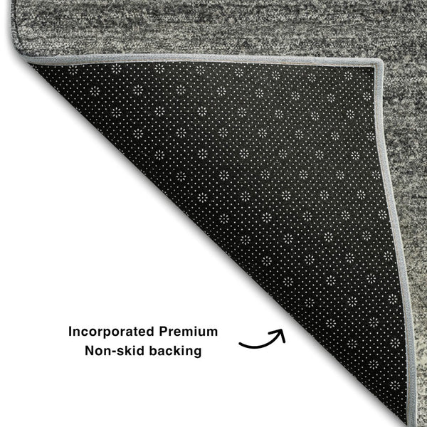 HomeRoots 8' X 10' Gray and Silver Striped Area Rug - Durable, Washable, UV Protected for Home & Outdoor Use 681117