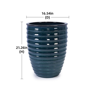 English Elm Ceramic Modern Planter - Artisan Army Green Flowerpot For Indoor, Patio, And Garden Decor W3273P326363