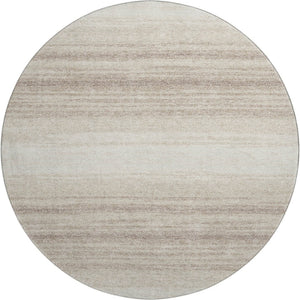 HomeRoots 8' Ivory and Beige Striped Round Rug - Washable, UV Protected, Stain Resistant, Perfect for High-Traffic Areas 681122