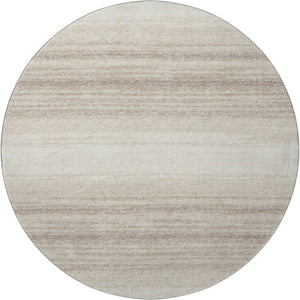 HomeRoots 8' Ivory and Beige Striped Round Rug - Washable, UV Protected, Stain Resistant, Perfect for High-Traffic Areas 681122