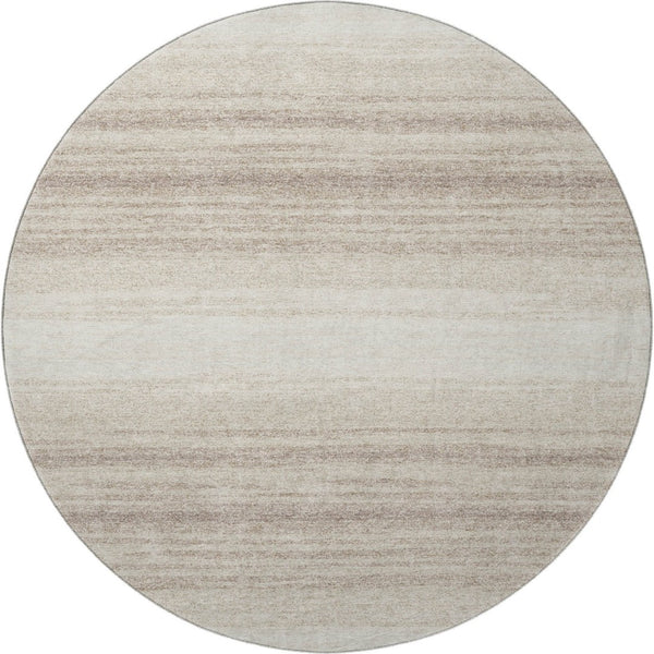 HomeRoots 8' Ivory and Beige Striped Round Rug - Washable, UV Protected, Stain Resistant, Perfect for High-Traffic Areas 681122