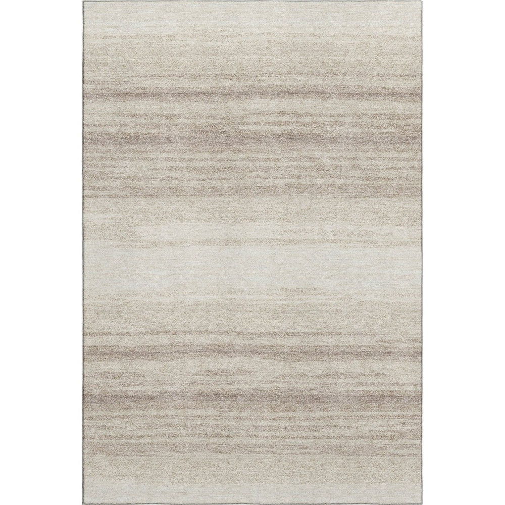 HomeRoots 9' X 12' Ivory and Beige Striped Washable Area Rug – Durable, UV-Protected, Perfect for High-Traffic Spaces 681124