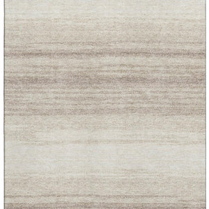 HomeRoots 9' X 12' Ivory and Beige Striped Washable Area Rug – Durable, UV-Protected, Perfect for High-Traffic Spaces 681124