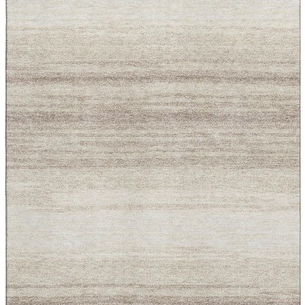 HomeRoots 9' X 12' Ivory and Beige Striped Washable Area Rug – Durable, UV-Protected, Perfect for High-Traffic Spaces 681124
