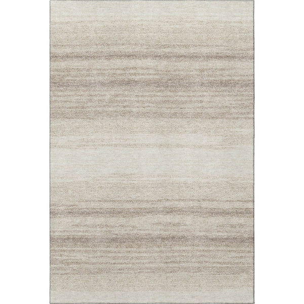 HomeRoots 9' X 12' Ivory and Beige Striped Washable Area Rug – Durable, UV-Protected, Perfect for High-Traffic Spaces 681124