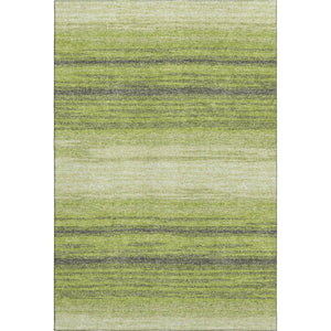 HomeRoots 5' X 8' Striped Washable Area Rug in Lime Green, Gray & Ivory - UV Protected, Stain-Resistant Style! 681127