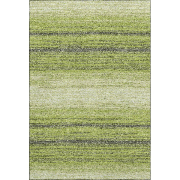 HomeRoots 5' X 8' Striped Washable Area Rug in Lime Green, Gray & Ivory - UV Protected, Stain-Resistant Style! 681127