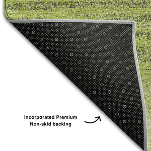 HomeRoots 5' X 8' Striped Washable Area Rug in Lime Green, Gray & Ivory - UV Protected, Stain-Resistant Style! 681127