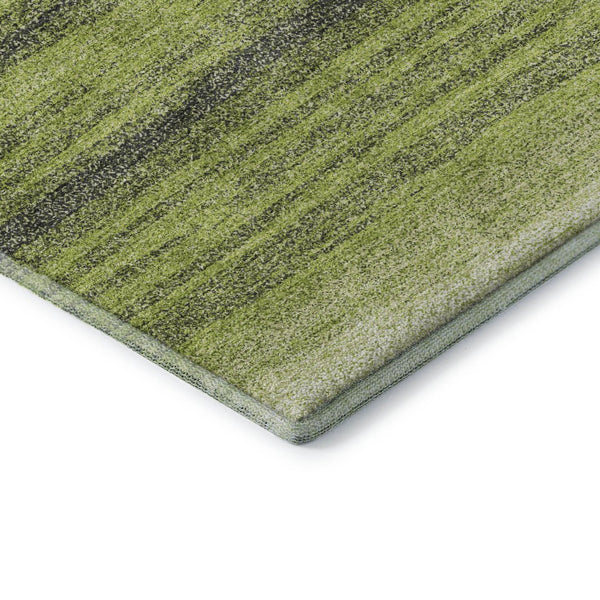 HomeRoots 5' X 8' Striped Washable Area Rug in Lime Green, Gray & Ivory - UV Protected, Stain-Resistant Style! 681127