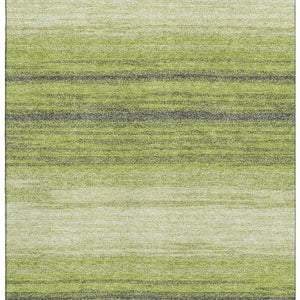 HomeRoots 5' X 8' Striped Washable Area Rug in Lime Green, Gray & Ivory - UV Protected, Stain-Resistant Style! 681127