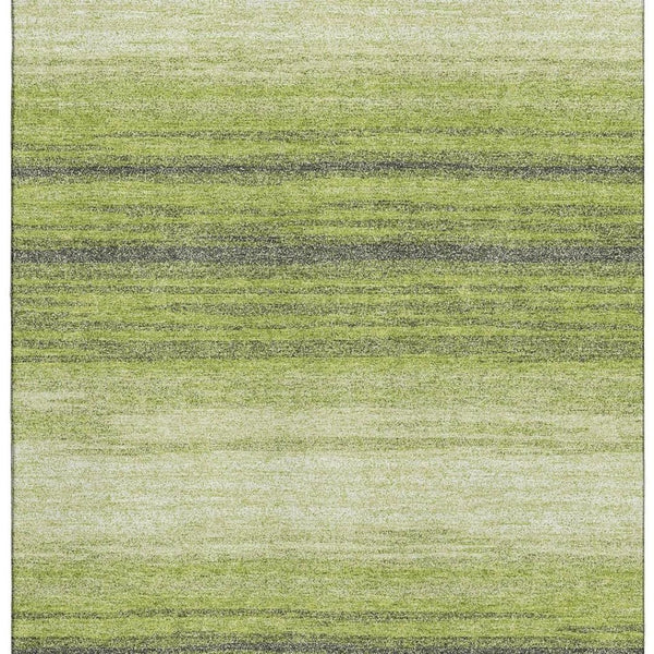 HomeRoots 5' X 8' Striped Washable Area Rug in Lime Green, Gray & Ivory - UV Protected, Stain-Resistant Style! 681127
