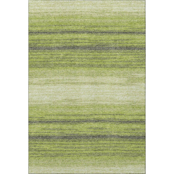 HomeRoots 5' X 8' Striped Washable Area Rug in Lime Green, Gray & Ivory - UV Protected, Stain-Resistant Style! 681127